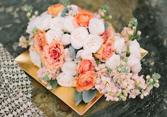 Pink and gold wedding inspiration | photos by Ashley Kelemen | 100 Layer Cake 