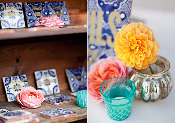 Mexican tile escort card table  | photos by Meg Perotti | Planning Sitting in a Tree |100 Layer Cake