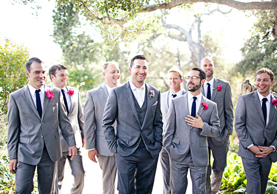 Grey groomsmen suits | photos by Meg Perotti | Planning Sitting in a Tree |100 Layer Cake