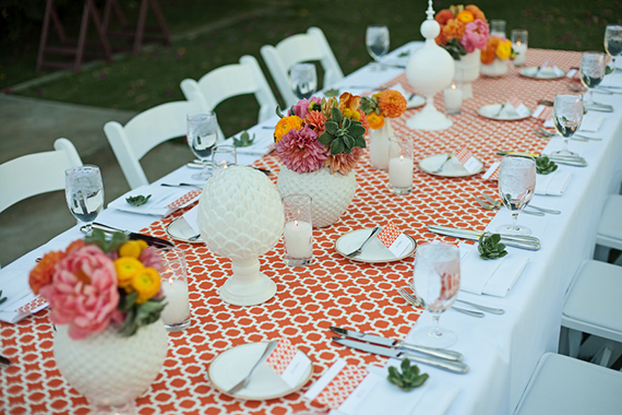 Orange modern wedding decor | photos by Frenzel Studios | 100 Layer Cake