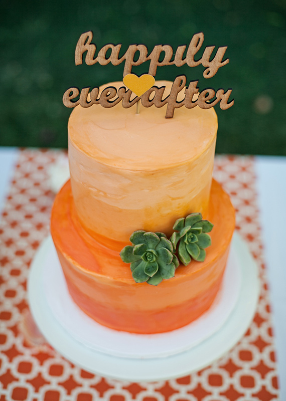Orange ombre wedding cake lights | photos by Frenzel Studios | 100 Layer Cake