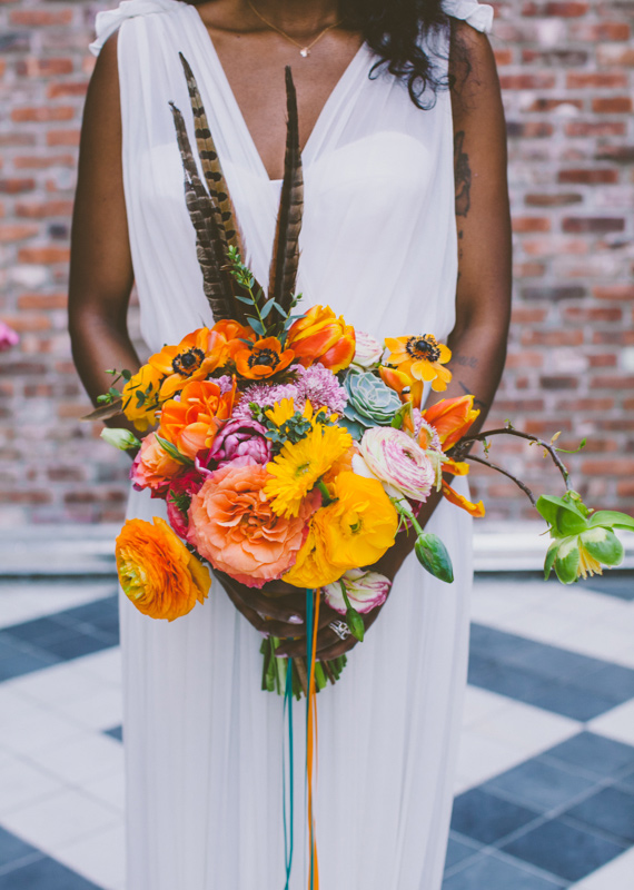 Bright bridal bouquet | photo by Amber Gress | 100 Layer Cake 