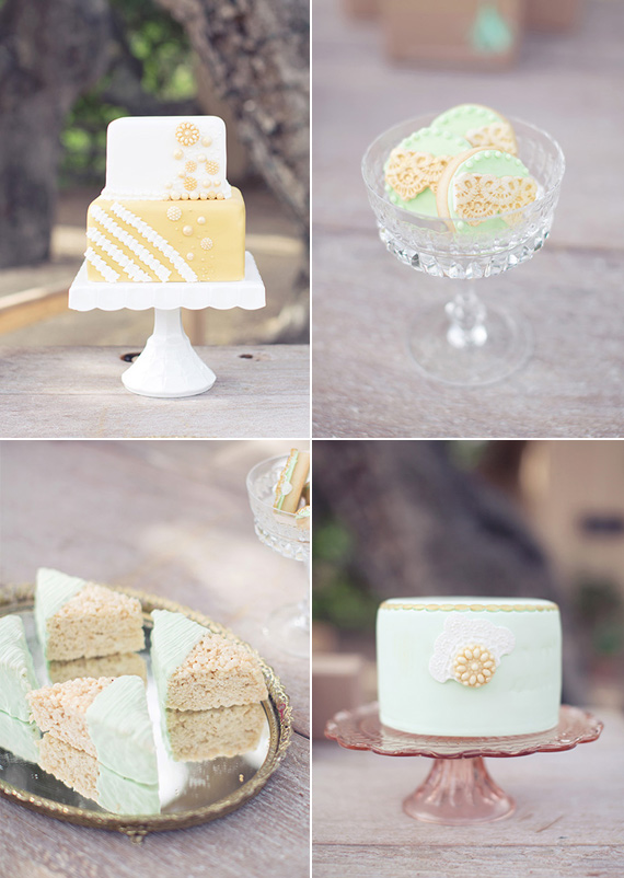 Yellow, white and mint wedding desserts | photo by This Love of Yours | 100 Layer Cake