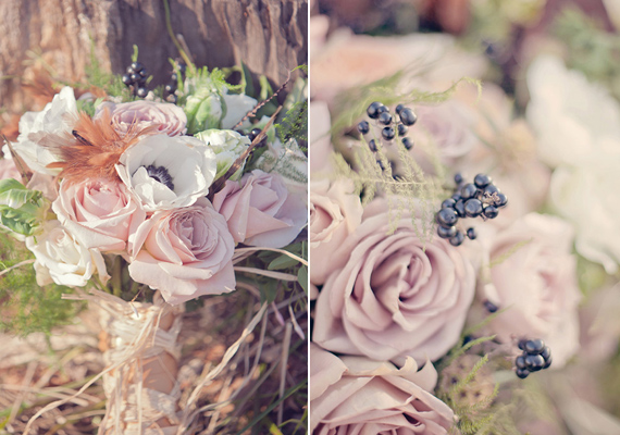 white anemone and lavender rose bridal bouquet | photo by Millie Batista | 100 Layer Cake