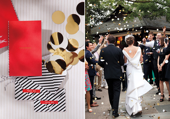 gold confetti ceremony toss | photos by Jessica Antola | 100 Layer Cake