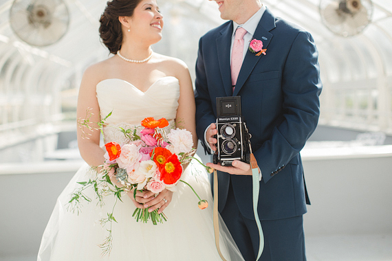  colorful poppy bridal bouquet | photos by Apryl Ann | 100 Layer Cake