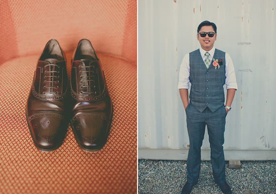 dark grey grooms suit | photo by Rock the Image | 100 Layer Cake