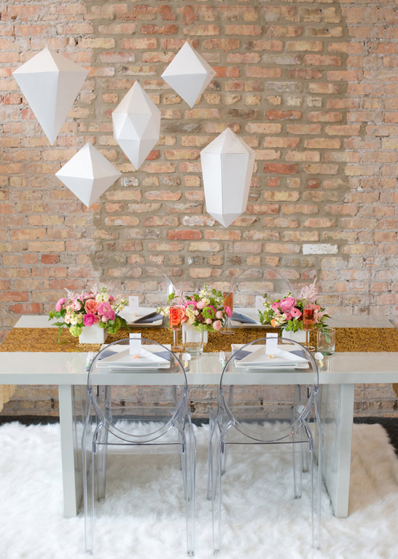 Geometric wedding decor ideas | photo by Amanda Megan Miller | 100 Layer Cake