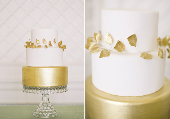 Gold wedding cake | photo by Jessica Burke | 100 Layer Cake