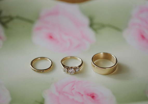 Vintage wedding rings | photo by Tessa Harvey | 100 Layer Cake 