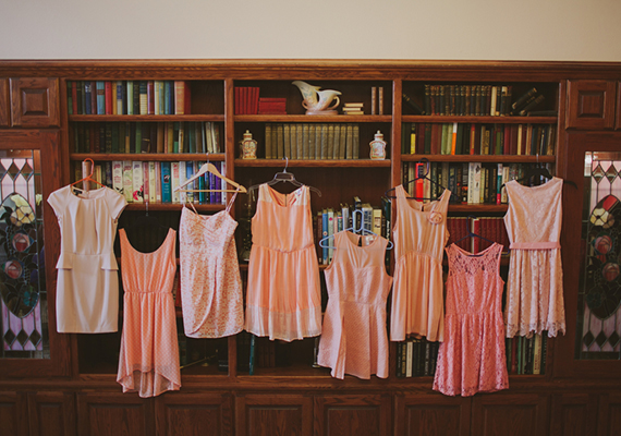 Peach bridesmaid dresses | photo by Tessa Harvey | 100 Layer Cake 