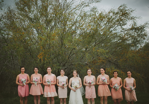 peach bridesmaid dresses| photo by Tessa Harvey | 100 Layer Cake 