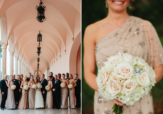 Gold sparkle bridesmaid dresses | photo by Kallima Photography | 100 Layer Cake