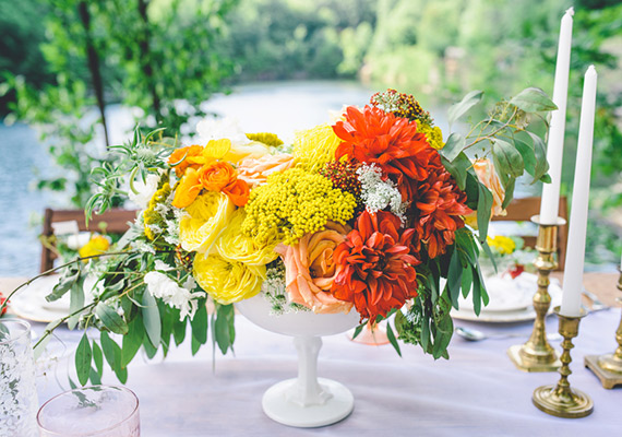 Bright floral centerpiece | photo by aster & olive photography | 100 Layer Cake