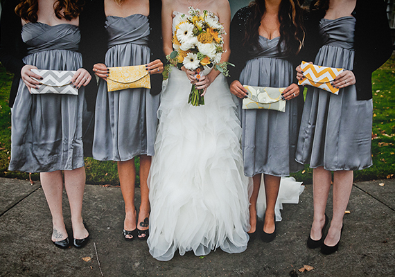 Grey HandM bridesmaid dresses | photo by Bethany Carlson | 100 Layer Cake 