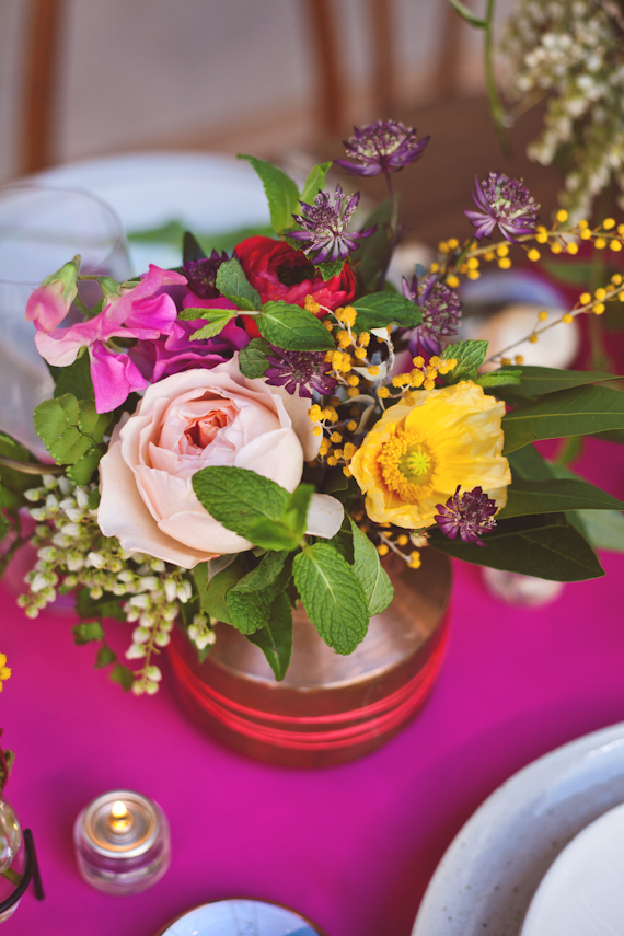 Colorful and modern floral centerpiece  | photos by Ceebee Photography | 100 Layer Cake