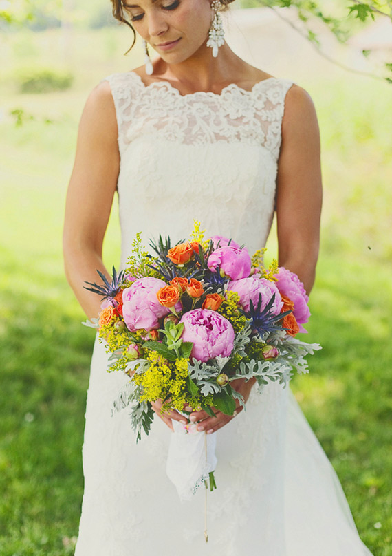 summer wedding bouquet | photo by  Kelly Maughan Photography | 100 Layer Cake