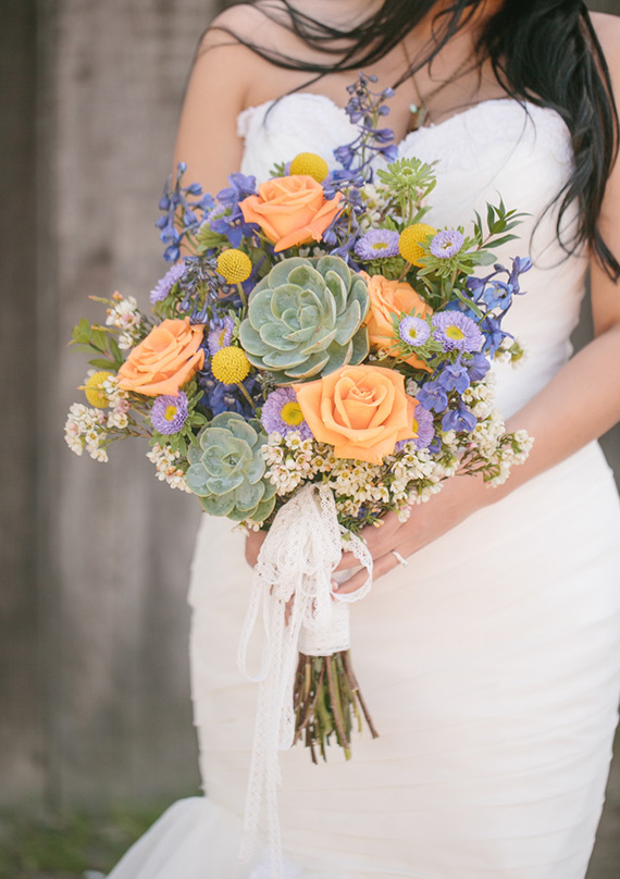 Succulent bridal bouquet | photo by Kristen Booth Photography | 100 Layer Cake 
