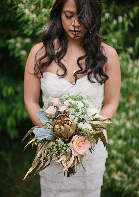 Succulent and rose bouquet| photo by Love Is A Big Deal  | 100 Layer Cake