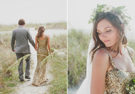 Mint and gold destination wedding | Photo by Dixie Pixel | Gold dress by Badgley Mischka | Read more - http://www.100layercake.com/blog/?p=66859