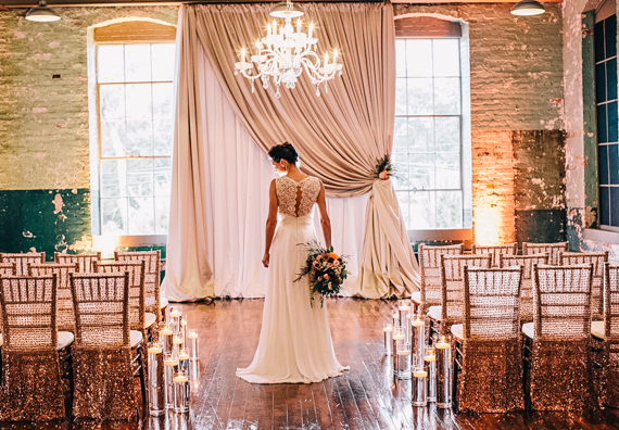 Elegant vintage wedding inspiration | Venue at Monroe Cotton Mills | Photo by VUE Photography | Read more - http://www.100layercake.com/blog/?p=67116