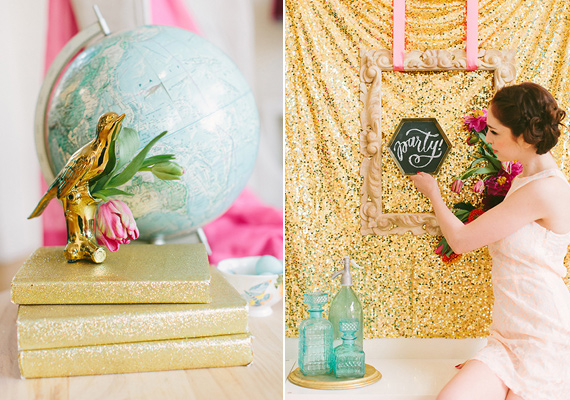 Pink, gold and aqua party inspiration | photo by Haley Sheffield | Read more - http://www.100layercake.com/blog/?p=67484