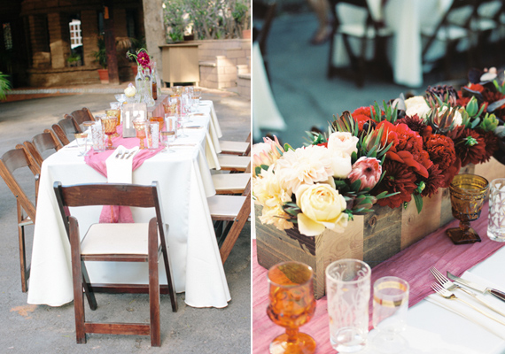 Rustic modern wedding decor | Photo by Joielala | Read more - http://www.100layercake.com/blog/?p=68418