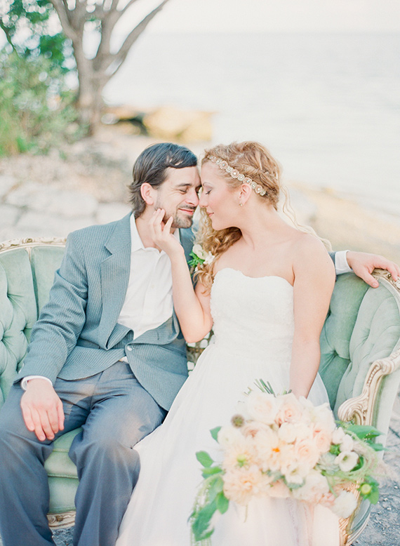 Aqua and peach seaside wedding inspiration  | Photo by Michelle March Photography | Read more - http://www.100layercake.com/blog/?p=69667 