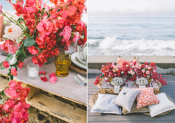 Coastal red and pink wedding ideas | Photo by Anna Delores Photography | Florals by Stella Bloom | Event design by  Love Inc Weddings | Read more -  http://www.100layercake.com/blog/?p=71280