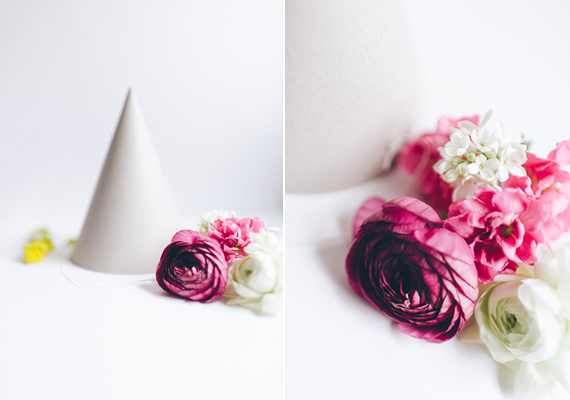 DIY floral party hats | Photo by Cambria Grace Photography | Design by  Lauren Wells Events | 100 Layer Cake