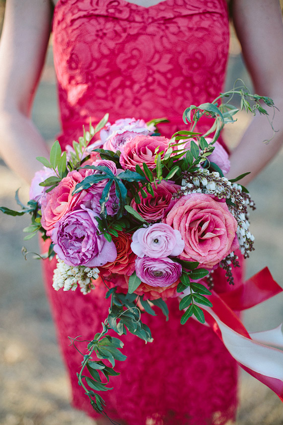 Fuchsia bridesmaid dresses | Photo by Annie McElwain Photography | Read more -  http://www.100layercake.com/blog/?p=70955