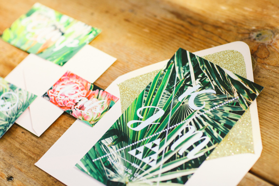 Tropical wedding invitation | Photo by Love Lit Wedding Photography | Read more - http://www.100layercake.com/blog/?p=71921