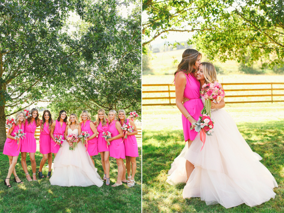 Hot pink bridesmaid dresses | Photo by Love Lit Wedding Photography | Read more - http://www.100layercake.com/blog/?p=71921