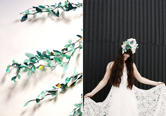 Fashion and flower wedding ideas | Dress by Elizabeth Dye | Photo by Belathée Photography | Read more http://www.100layercake.com/blog/?p=70906 