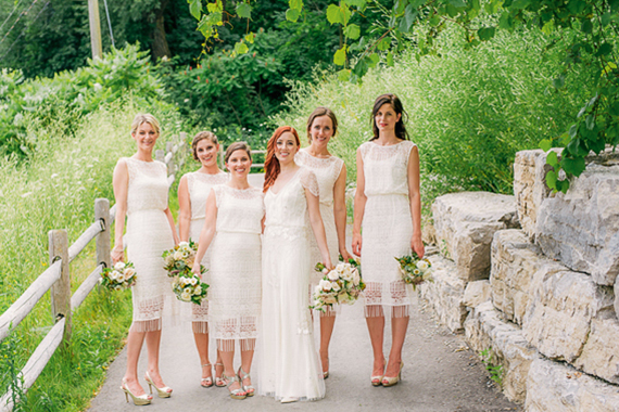 White bridesmaid dresses | Photo by Young Hearts | Read more - http://www.100layercake.com/blog/?p=70932
