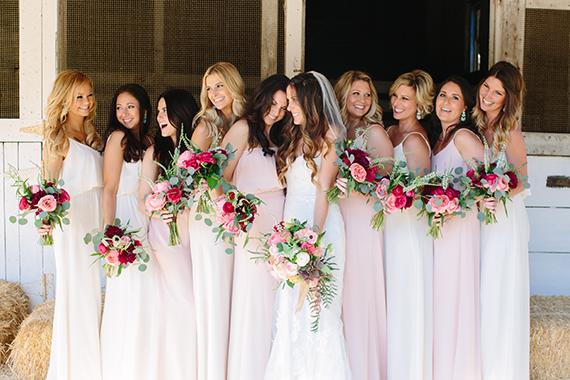 Pink bridesmaid dresses | Photo by Joielala | Read more -  http://www.100layercake.com/blog/?p=73648