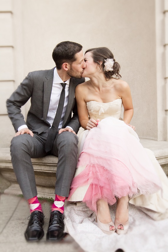 Pink ombre wedding dress | Photo by Julie Mikos | Read more -  http://www.100layercake.com/blog/?p=73120