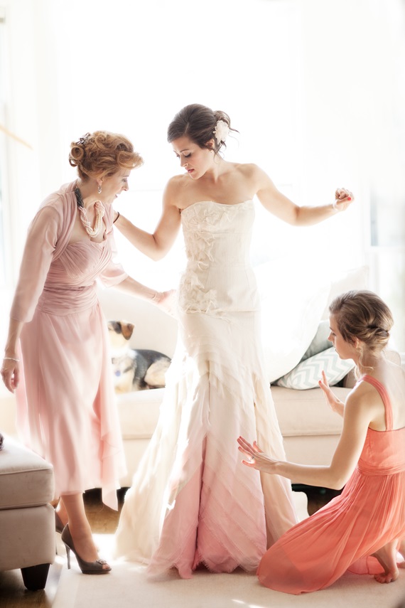 Pink ombre wedding dress | Photo by Julie Mikos | Read more -  http://www.100layercake.com/blog/?p=73120