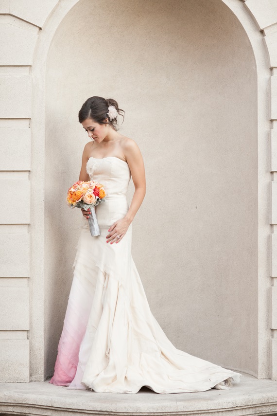 Pink ombre wedding dress | Photo by Julie Mikos | Read more -  http://www.100layercake.com/blog/?p=73120