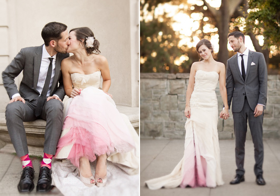 Pink ombre wedding dress | Photo by Julie Mikos | Read more -  http://www.100layercake.com/blog/?p=73120