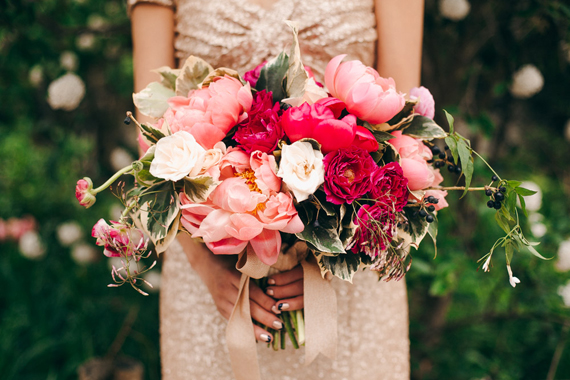 Peony bouquet | Photo by Christine Lim Photography | Read more - http://www.100layercake.com/blog/?p=73953