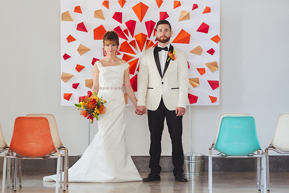 Modern aqua and orange wedding ideas | Photo by Mary Wyar | Concept design by Modernly Events Florals | Read more - http://www.100layercake.com/blog/?p=74300