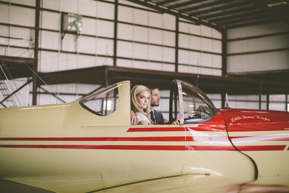 Airplane hangar wedding inspiration | Photo by Whitney Bennett Photography | Read more - http://www.100layercake.com/blog/?p=75974