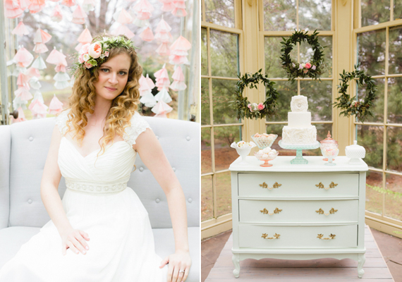 Romantic greenhouse wedding inspiration | Photo by Kate Hubler Photography | Read more - http://www.100layercake.com/blog/?p=75305
