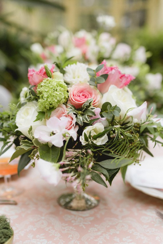 Romantic greenhouse wedding inspiration | Photo by Kate Hubler Photography | Read more - http://www.100layercake.com/blog/?p=75305