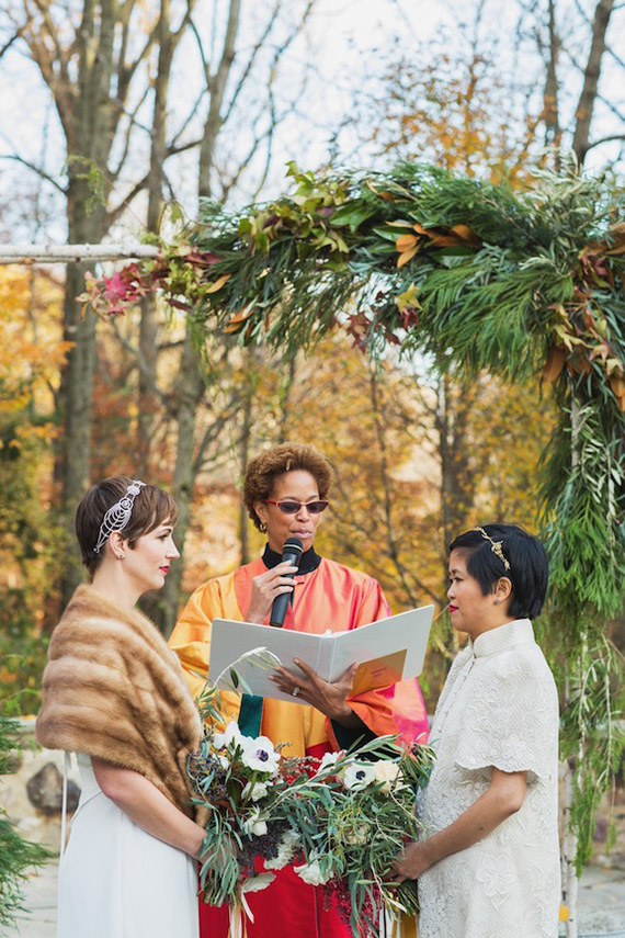 Fashionable fall same-sex wedding | Photo by Les Loups of the Wedding Artist Collective | Read more - http://www.100layercake.com/blog/?p=77583