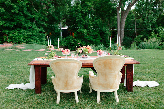 Peach and Blackberry wedding inspiration | Photo by oney Bee Photography | Read more - http://www.100layercake.com/blog/?p=79175