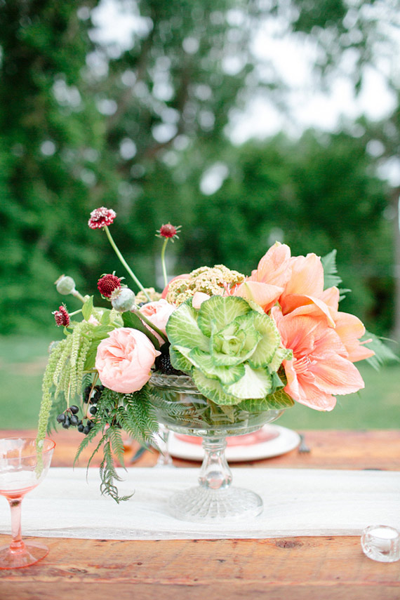 Peach and Blackberry wedding inspiration | Photo by oney Bee Photography | Read more - http://www.100layercake.com/blog/?p=79175