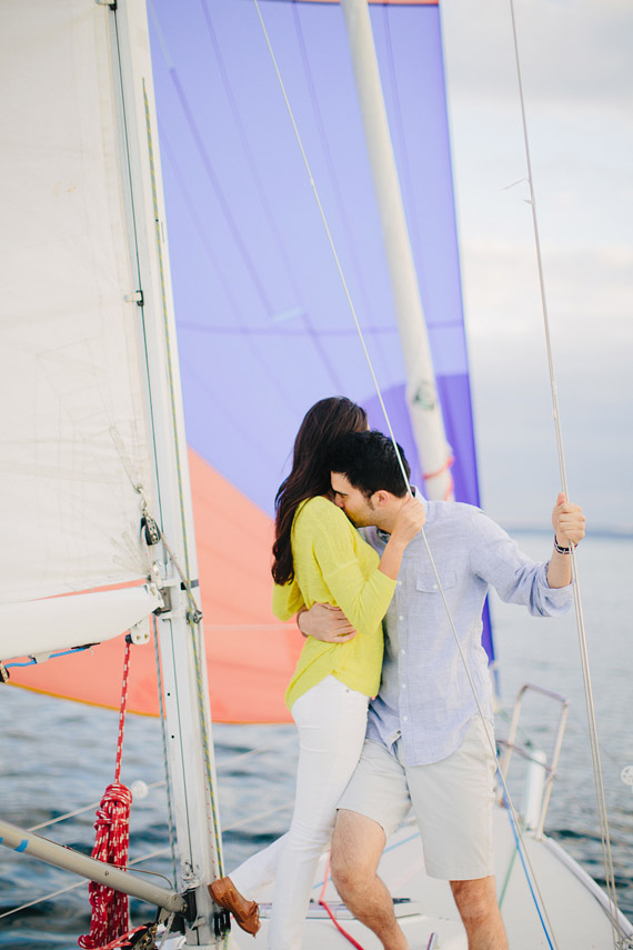 Sailboat engagement shoot | Photo by Ryan Flynn Photography | Read more - http://www.100layercake.com/blog/?p=79035 