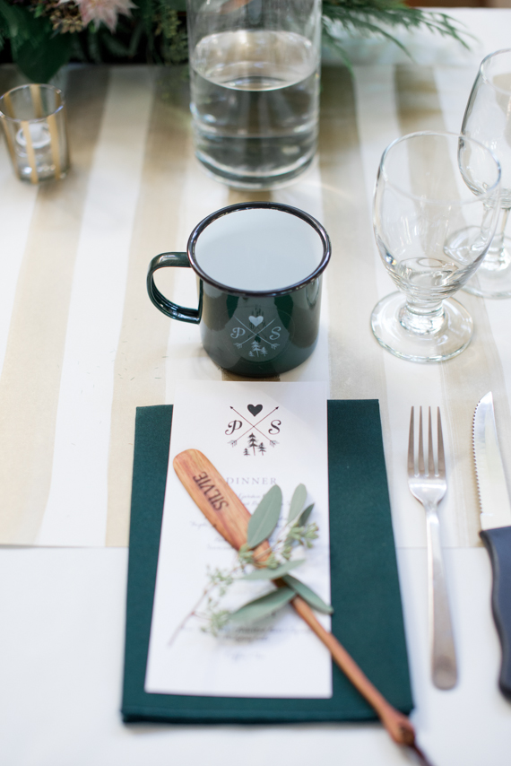 Emerald and gold camp-themed wedding | Photo by Christie Graham | Read more - http://www.100layercake.com/blog/?p=81274